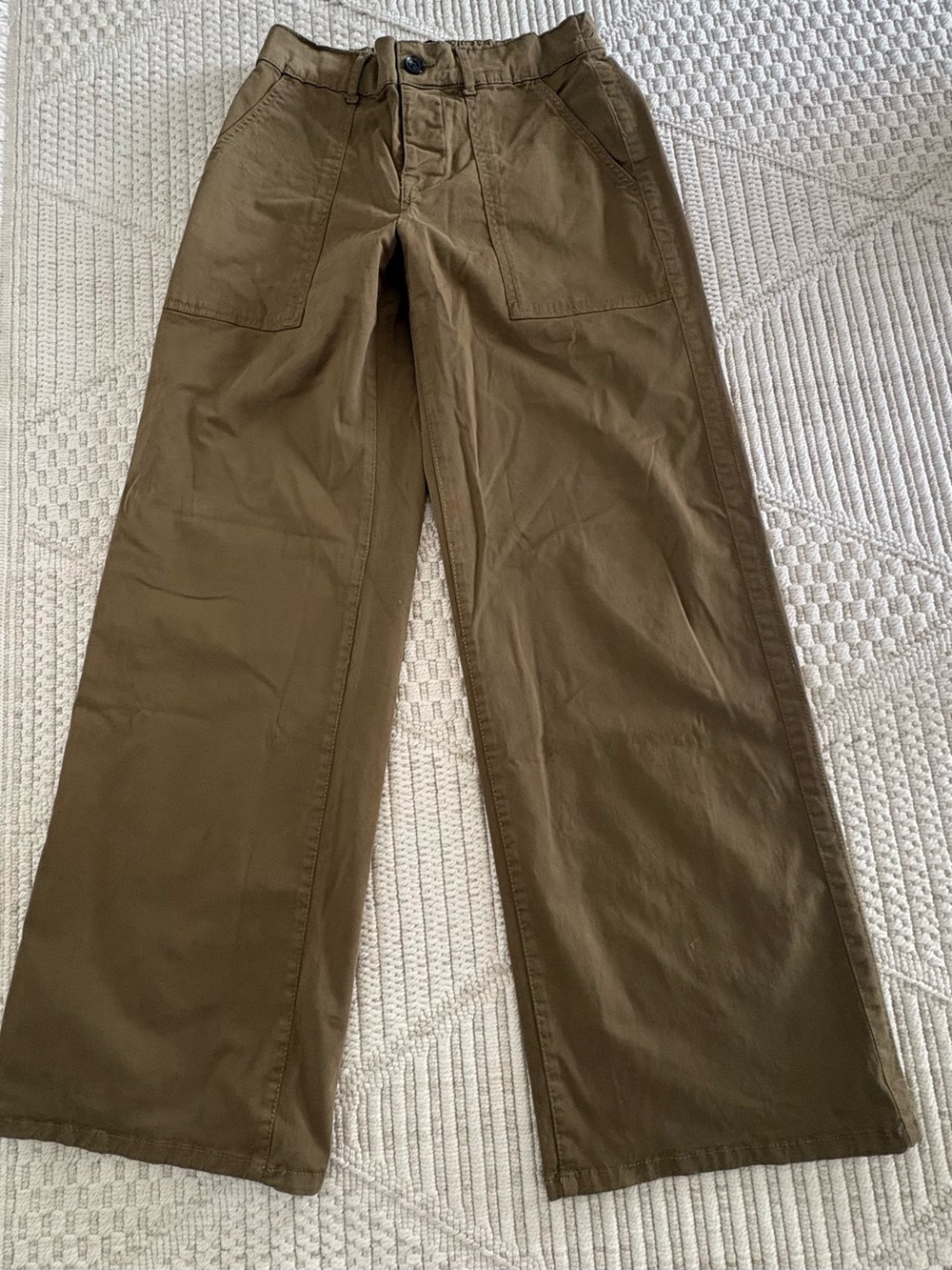 Womens Wide-Leg Utility Pants in Olive Brown